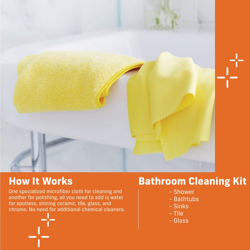 E-Cloth Bathroom Cleaning Kit, Premium Microfiber Cleaning Cloth, Ideal Bathroom, Shower and Bathtub Cleaner, Washable and Reusable, 100 Wash Guarantee - Image 2